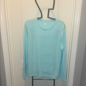 Lands' End Aqua Blue Crew Neck Long Sleeve Tee